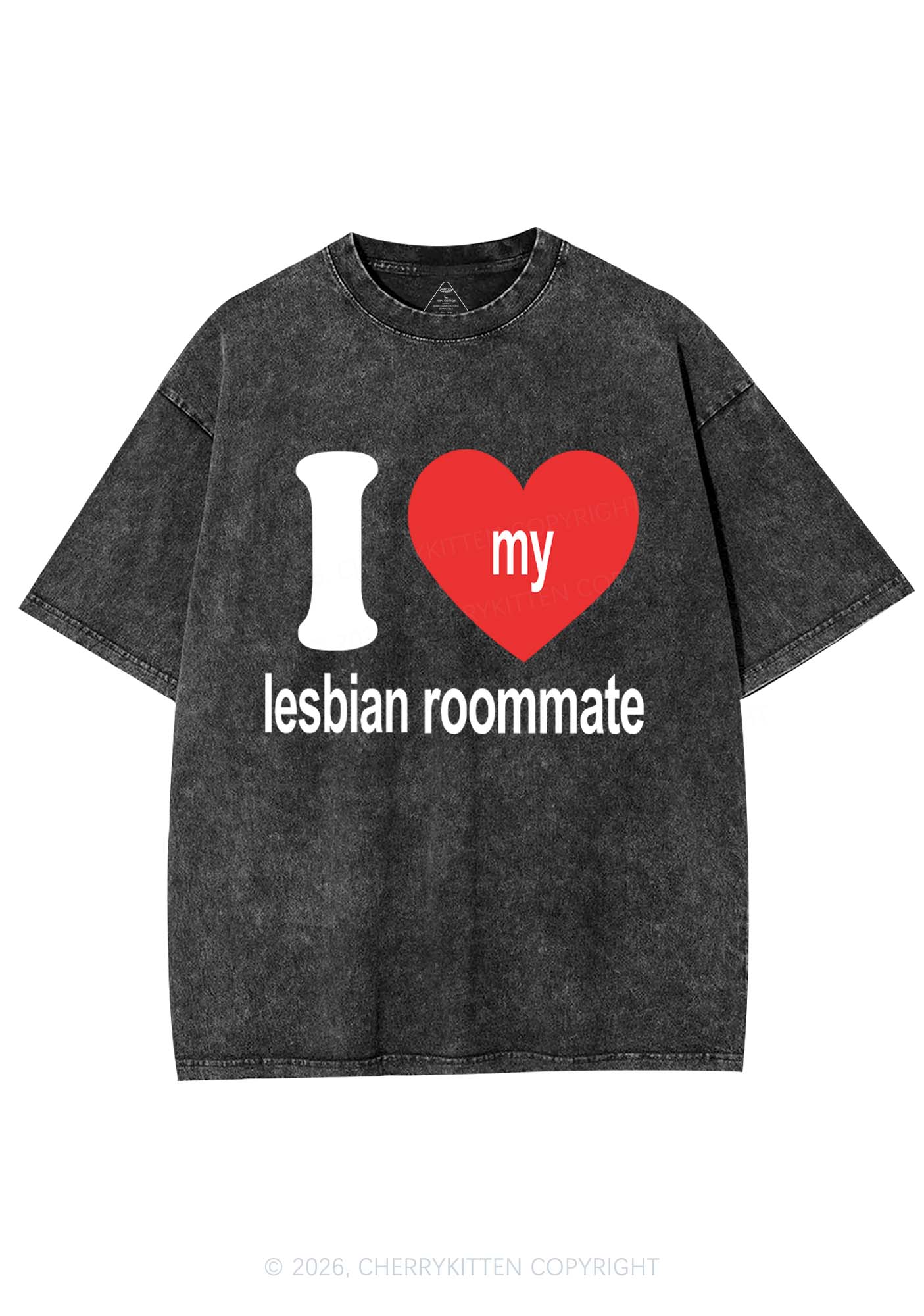 I Love My Lesbian Roommate Pride Y2K Shirts Washed Tee Cherrykitten