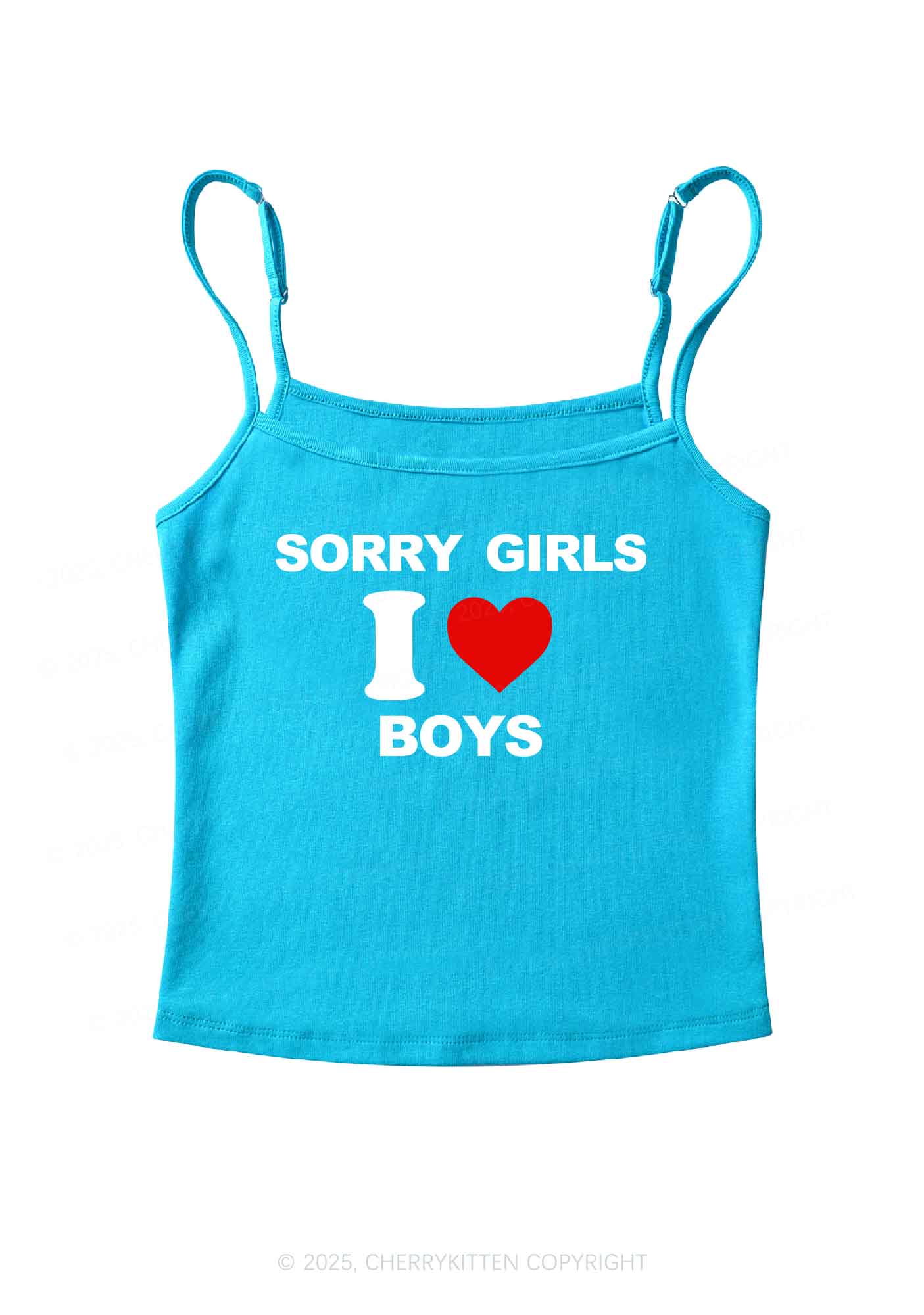 Sorry Girls I Love Boys Pride Y2K Spaghetti Strap Cami Cherrykitten