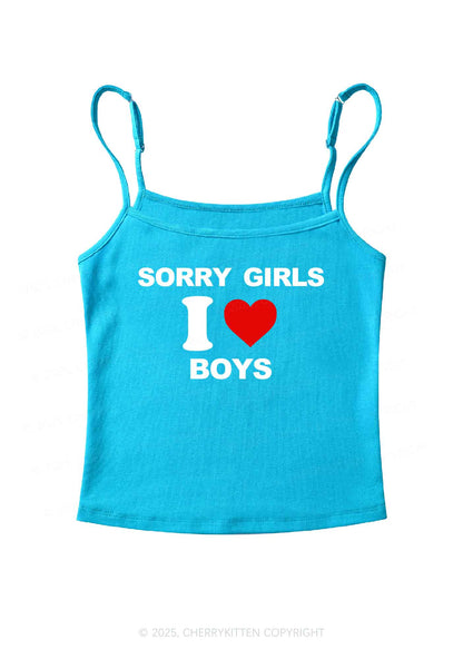 Sorry Girls I Love Boys Pride Y2K Spaghetti Strap Cami Cherrykitten