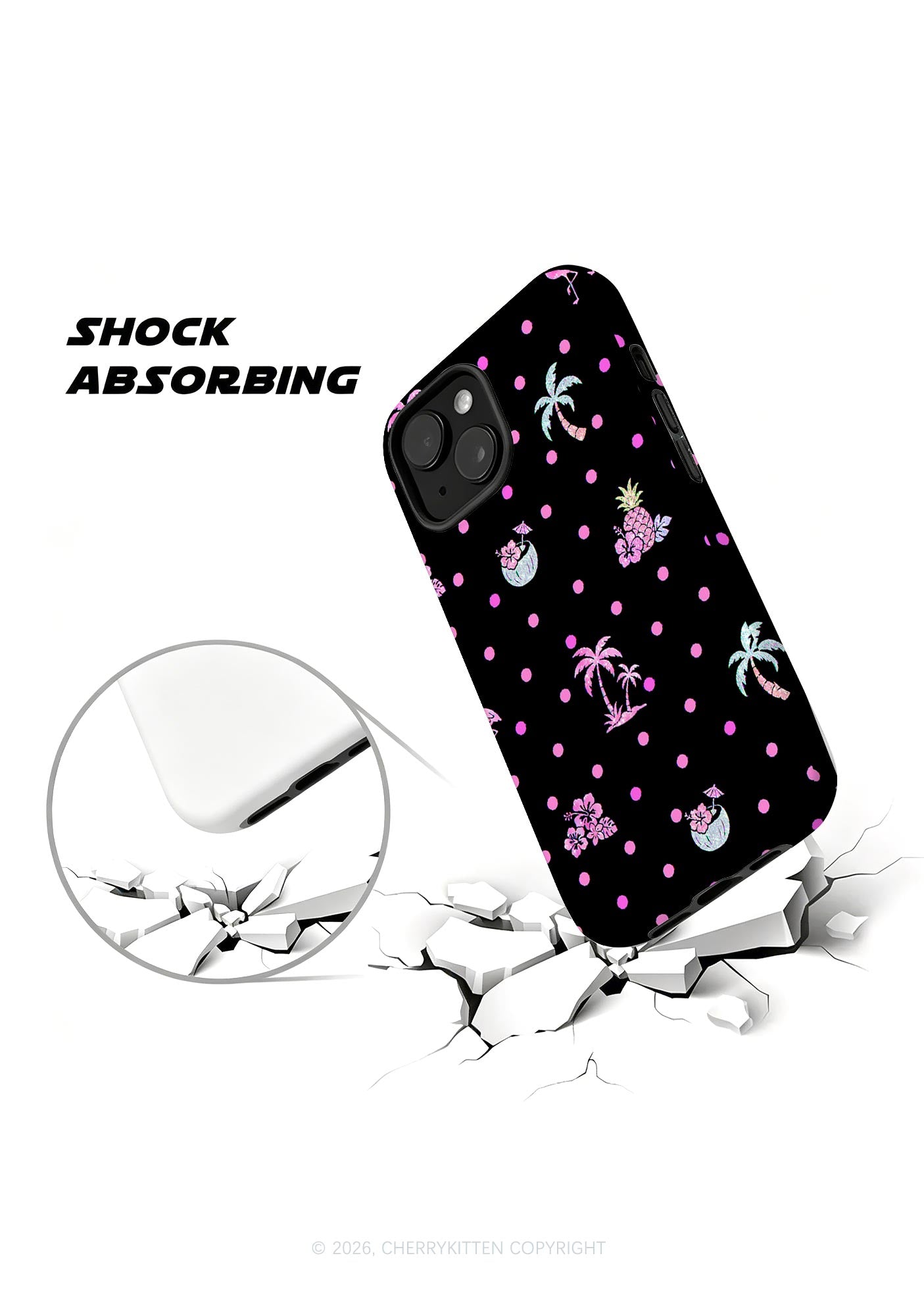 Pink Dots Palm Tree Y2K Phone Case Cherrykitten