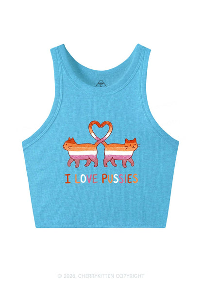 I Love Puxxies Pride Y2K Crop Tank Top Cherrykitten