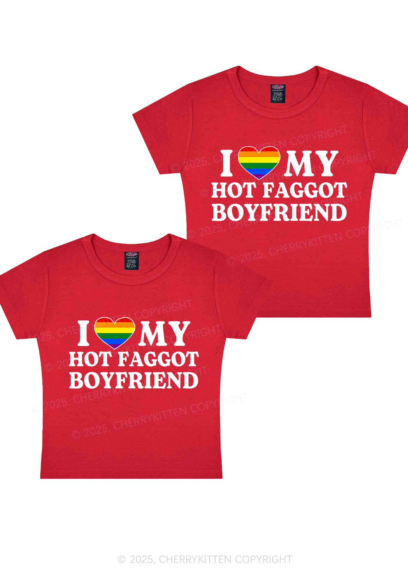 Love My Hot Faggot BF Y2K Valentine's Day Baby Tee Cherrykitten