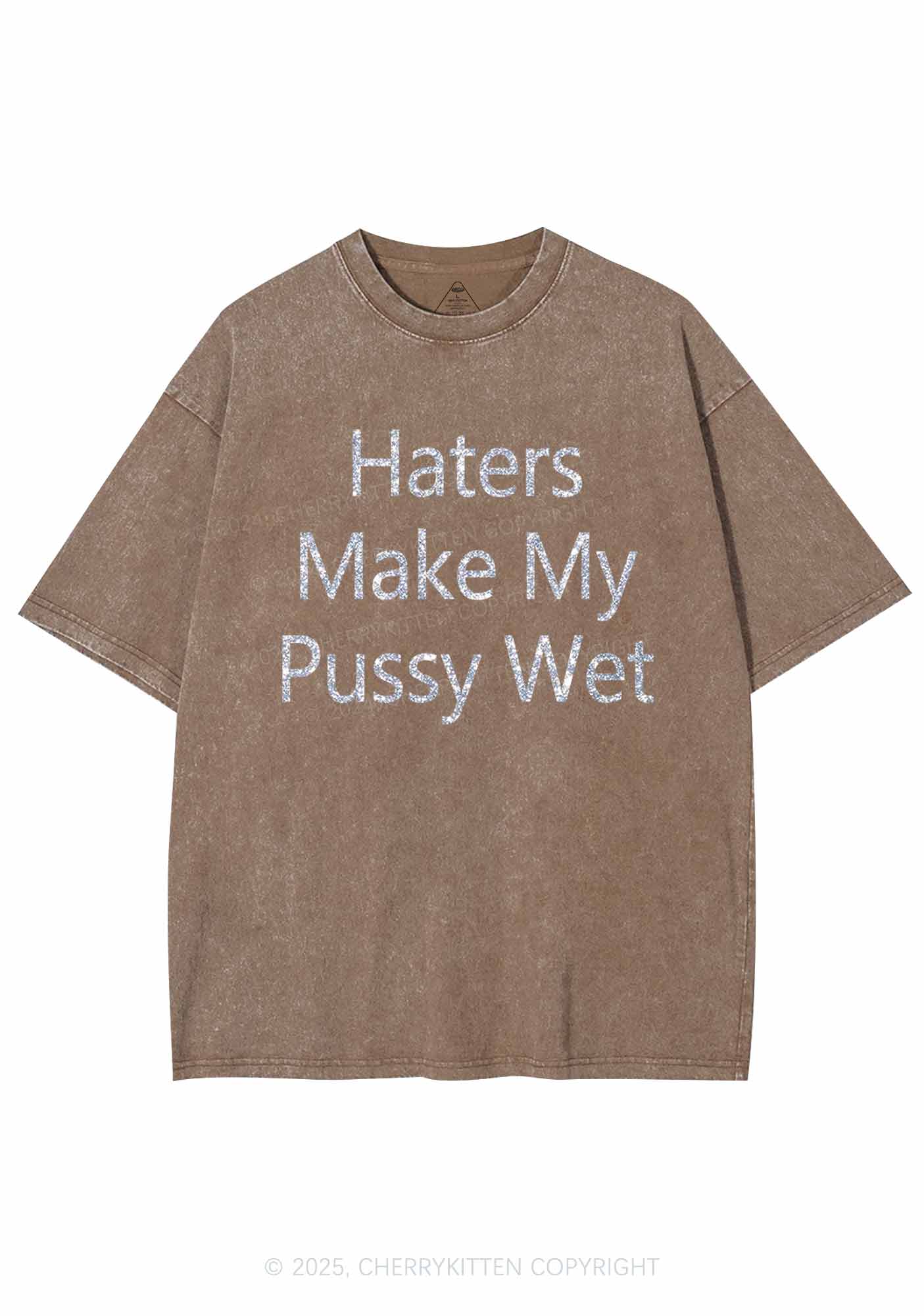 Glitter Haters Make My Puxxy Wet Y2K Shirts Washed Tee Cherrykitten