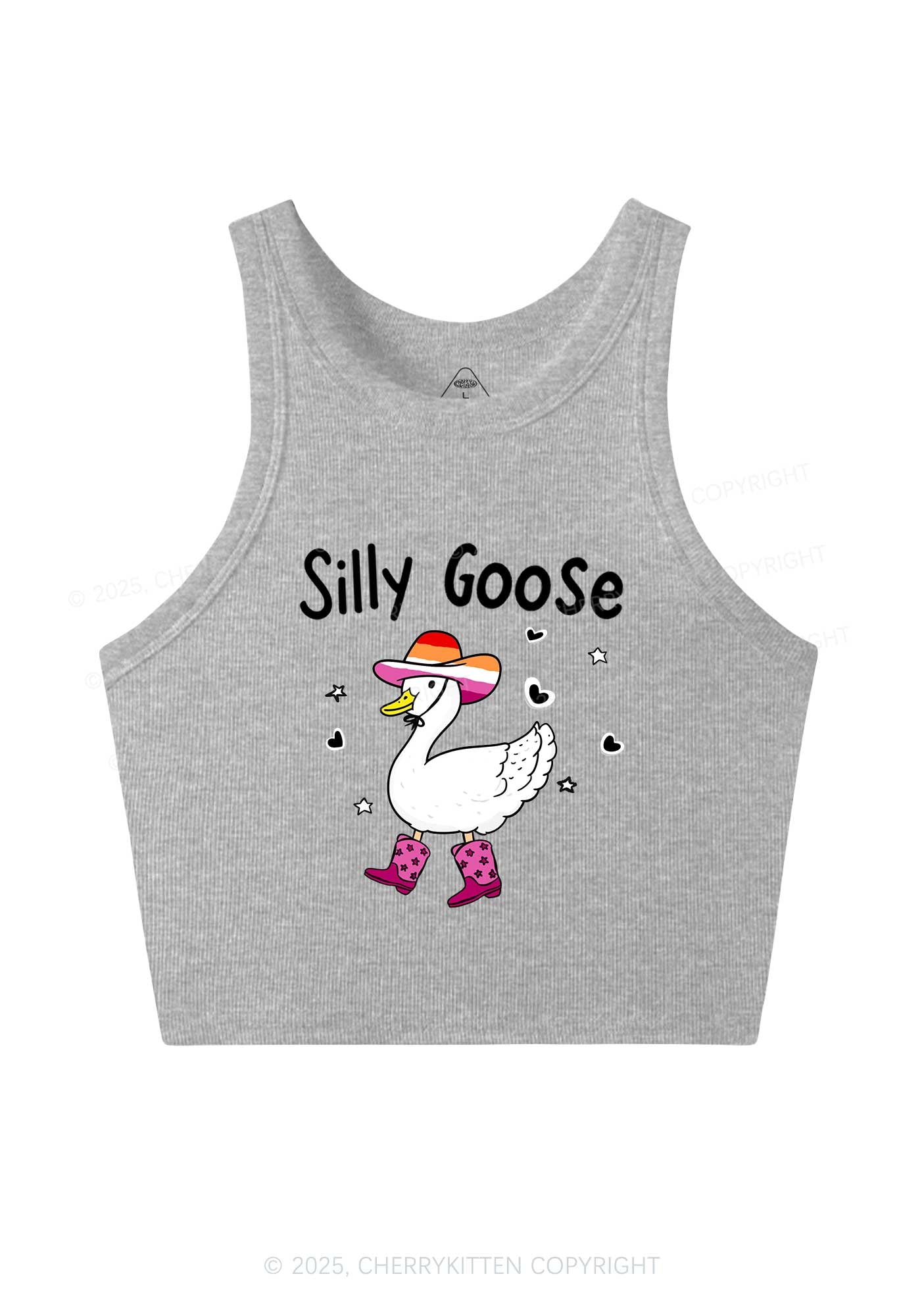 Silly Goose Lesbian Pride Y2K Crop Tank Top Cherrykitten