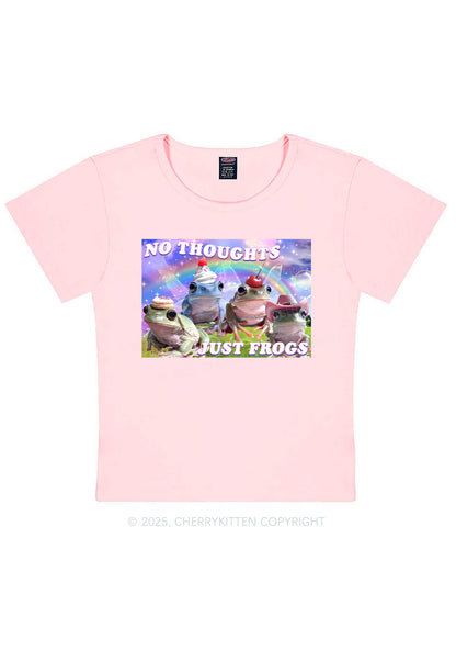 No Thoughts Just Frogs Y2K Baby Tee Cherrykitten