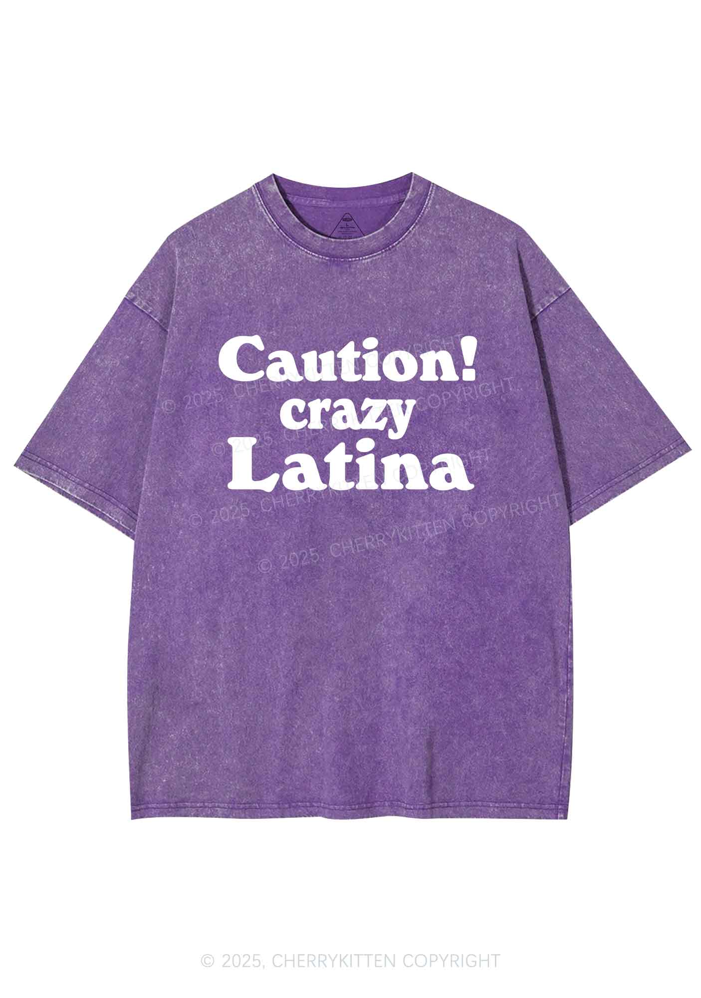 Caution Crazy Latina Y2K Shirts Washed Tee Cherrykitten