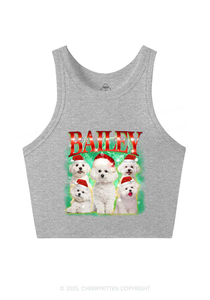 Custom Christmas Puppy Y2K Crop Tank Top Cherrykitten