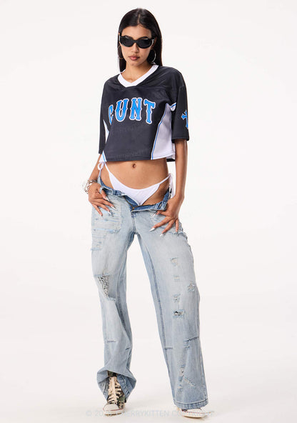 Custom Black Cxxt Y2K Crop Sport Jersey Shirts Cherrykitten