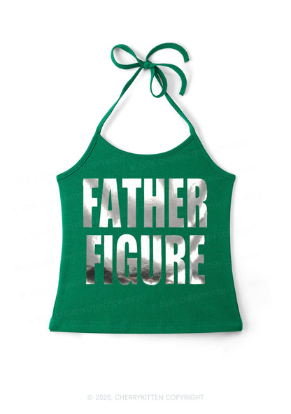 Father Figure Silver Foil Printed Y2K Halter Neck Cami Cherrykitten