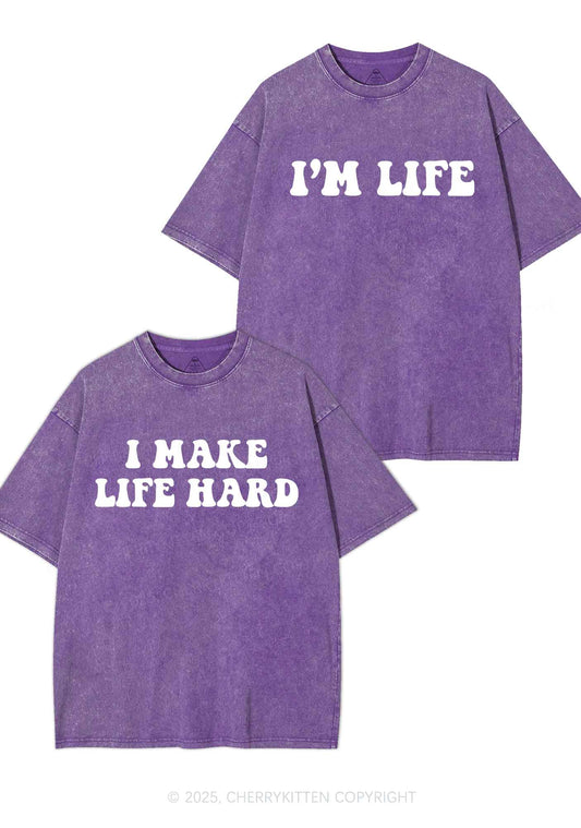 I Make Life Hard Y2K Valentine's Day Washed Tee Cherrykitten