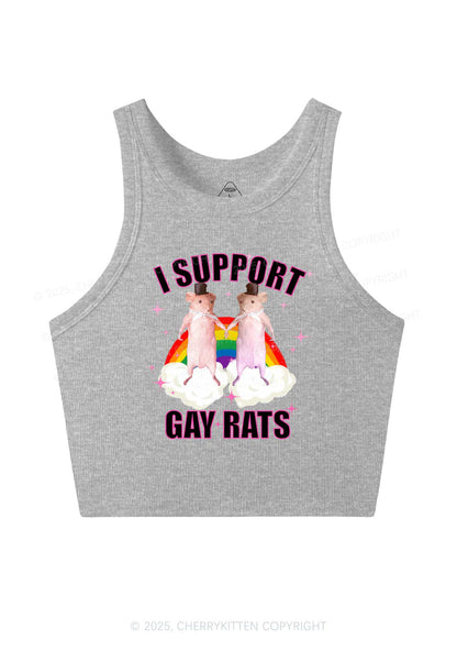 Support Gay Rats Pride Y2K Crop Tank Top Cherrykitten