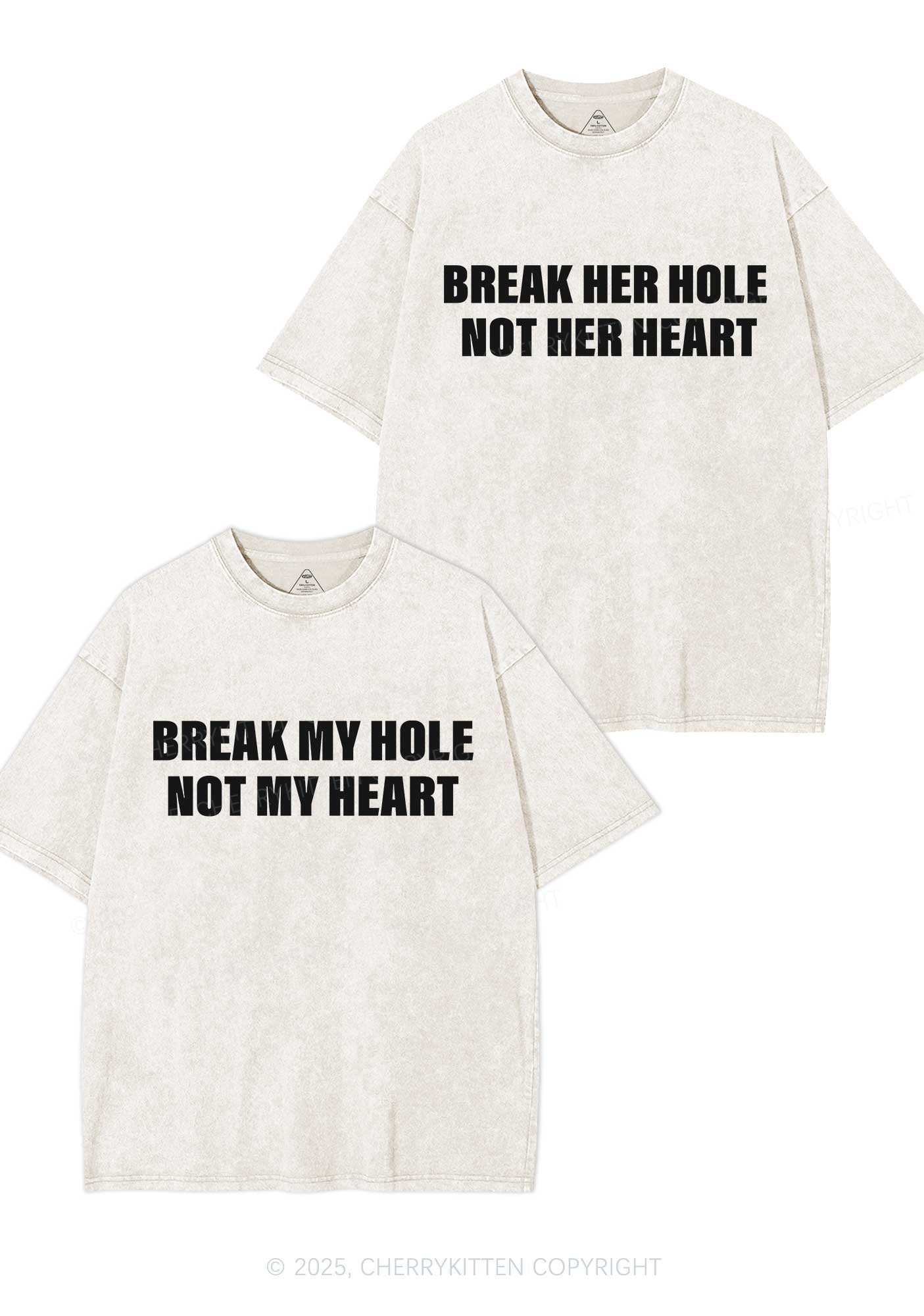 Break Hole Not Heart Y2K Valentine's Day Washed Tee Cherrykitten