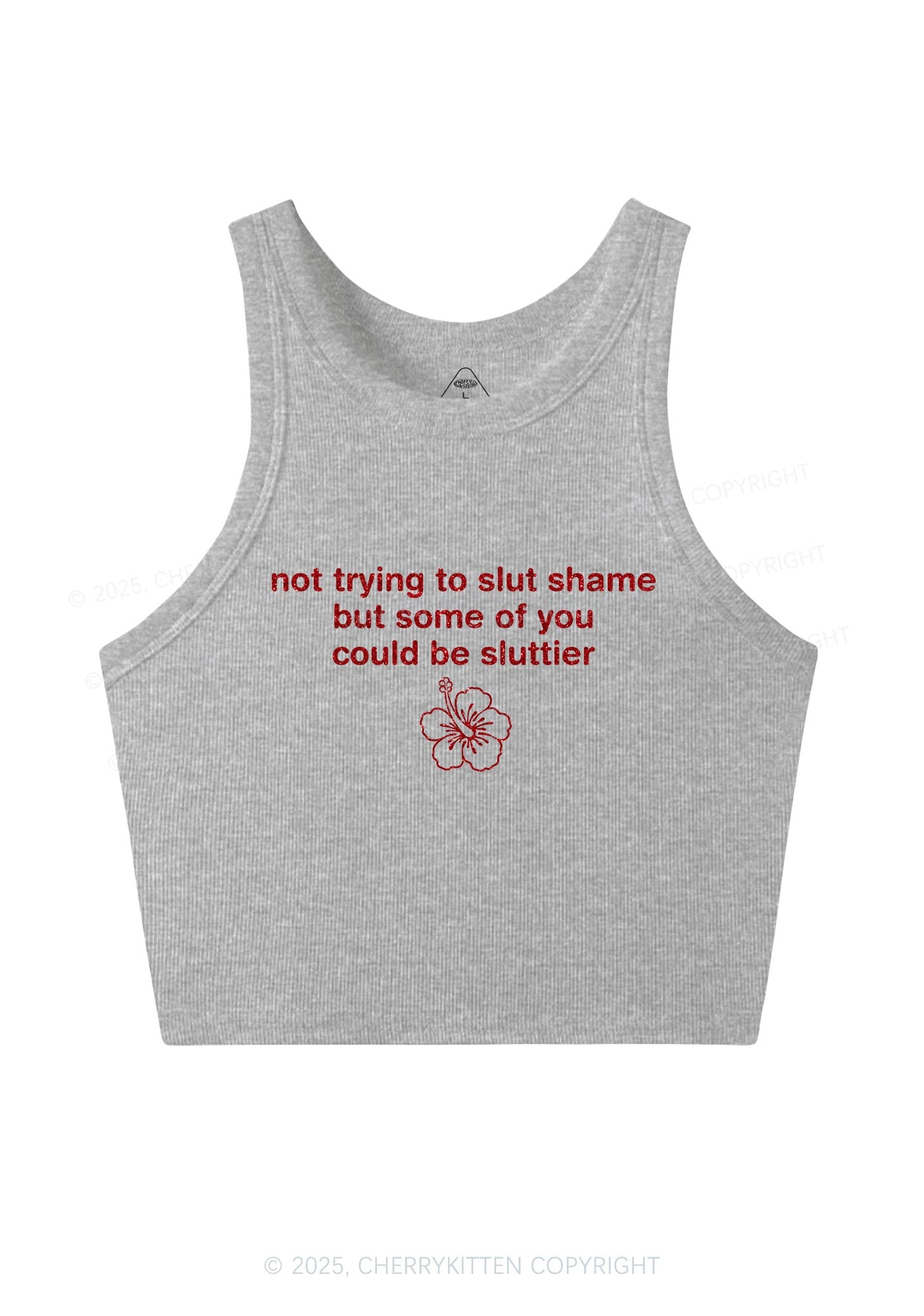 Glitter Not Trying To Slxt Shame Y2K Crop Tank Top Cherrykitten