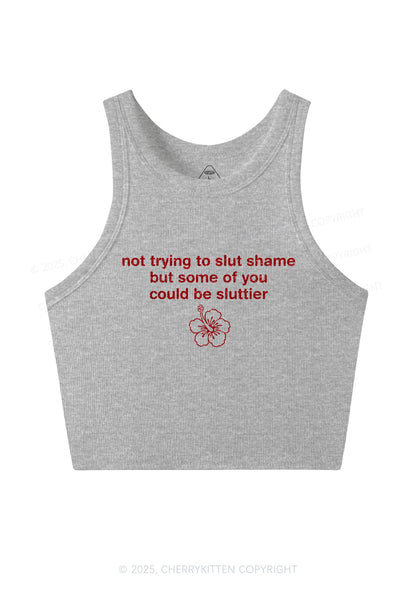 Glitter Not Trying To Slxt Shame Y2K Crop Tank Top Cherrykitten