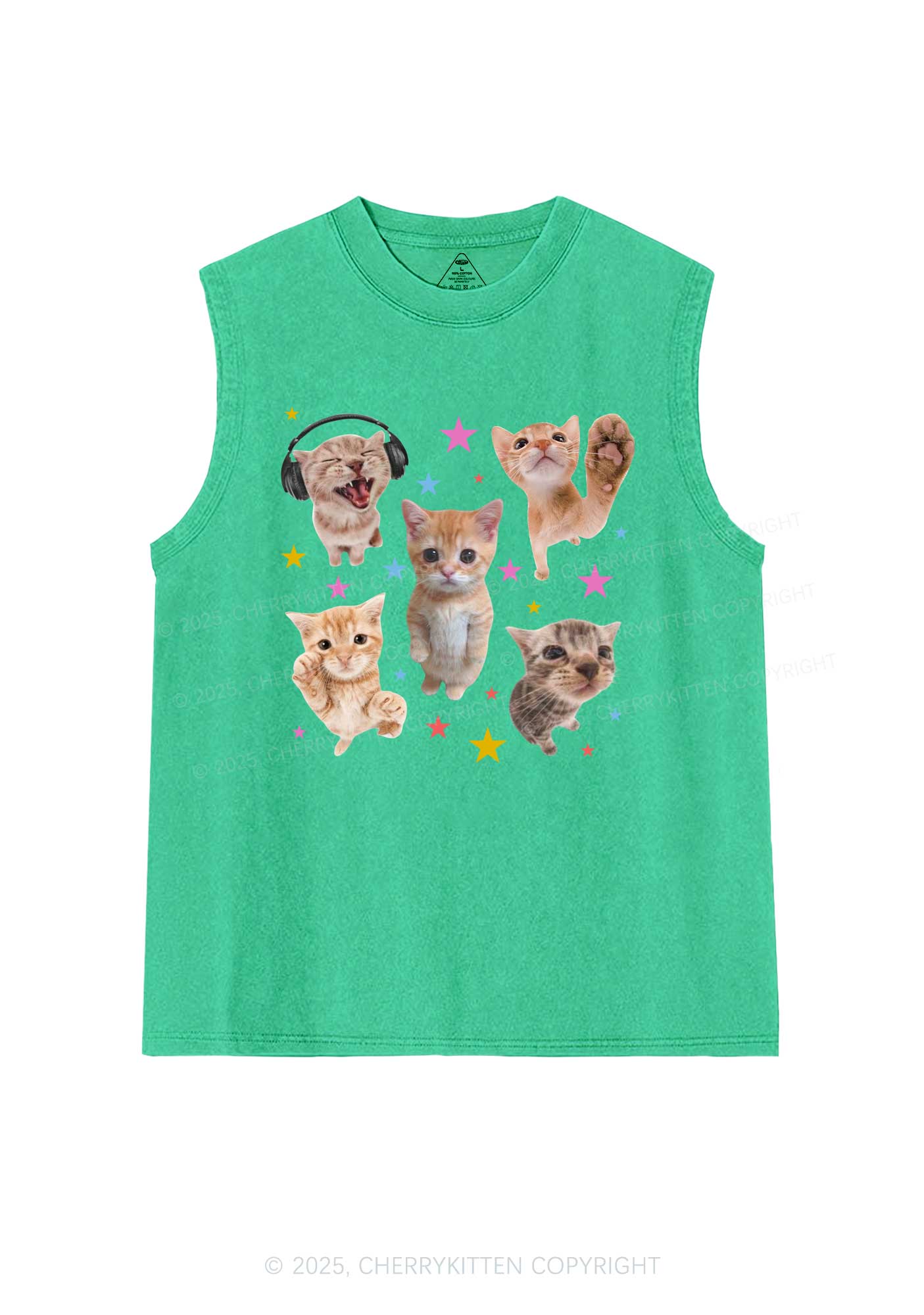 Adorable Cats Y2K Washed Muscle Tank Cherrykitten