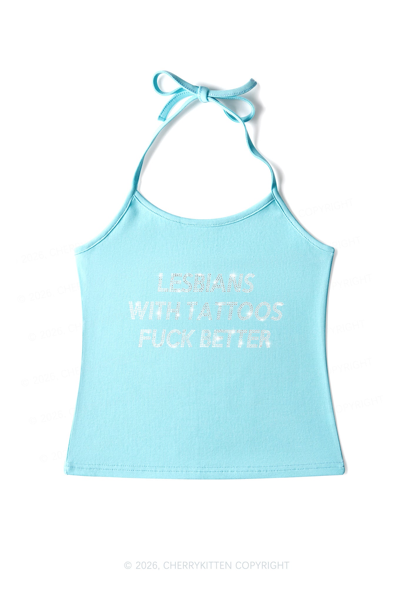 Rhinestone Lesbians With Tattoos Fxxk Better Pride Y2K Halter Neck Cami Cherrykitten
