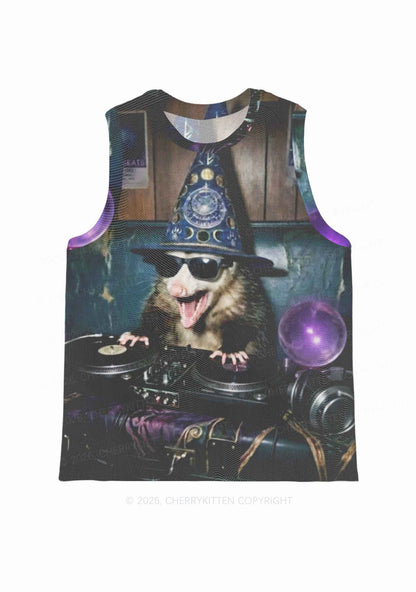 Wizard Opossum DJ Y2K Mesh Muscle Tank Cherrykitten