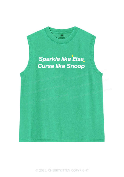 Sparkle Like Princess Y2K Washed Muscle Tank Cherrykitten