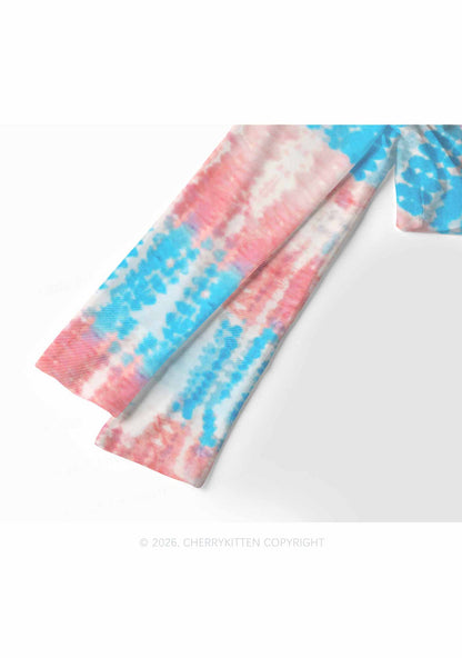 Tie Dye Trans Pride Y2K Mesh Long Sleeve Crop Top Cherrykitten