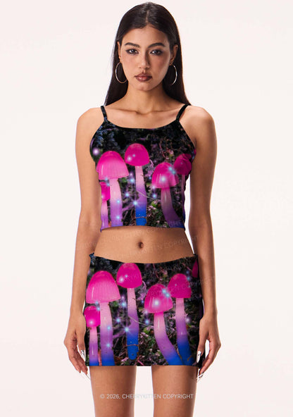Bisexual Glowing Mushroom Pride Y2K Print Mini Skirt Cherrykitten
