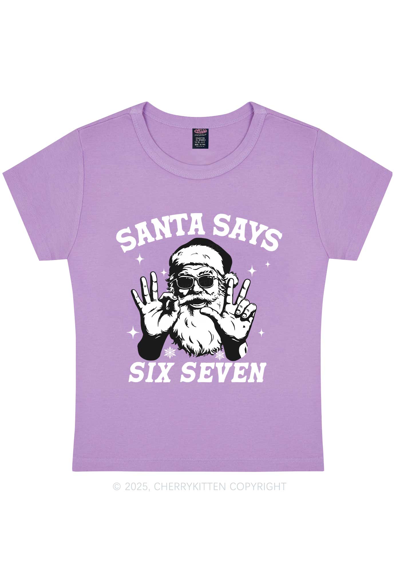 Christmas Santa Says Six Seven Y2K Baby Tee Cherrykitten