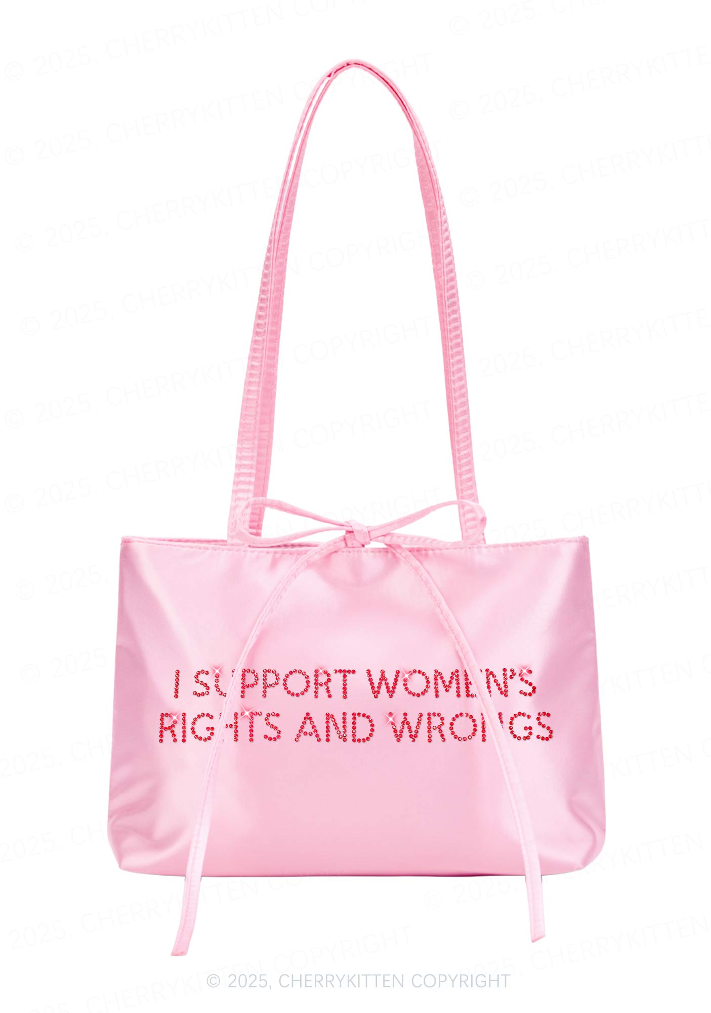 Rhinestone I Support Women Y2K Satin Bags Cherrykitten