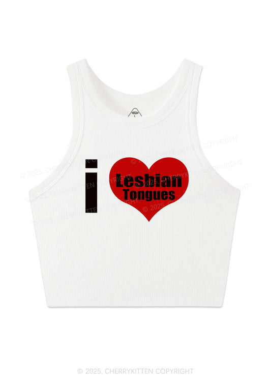 I Love Lesbian Tongues Y2K Crop Tank Top Cherrykitten