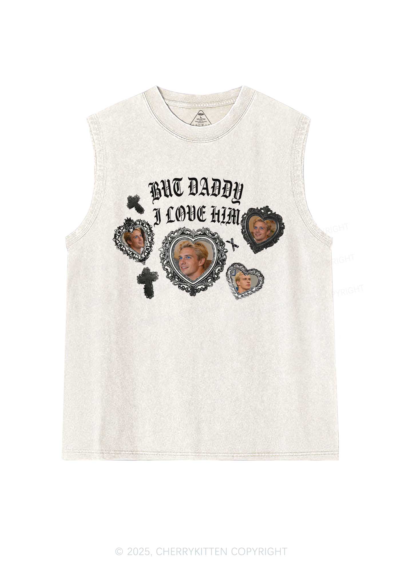 Gothic But Daddy I Love Him Y2K Washed Muscle Tank Cherrykitten