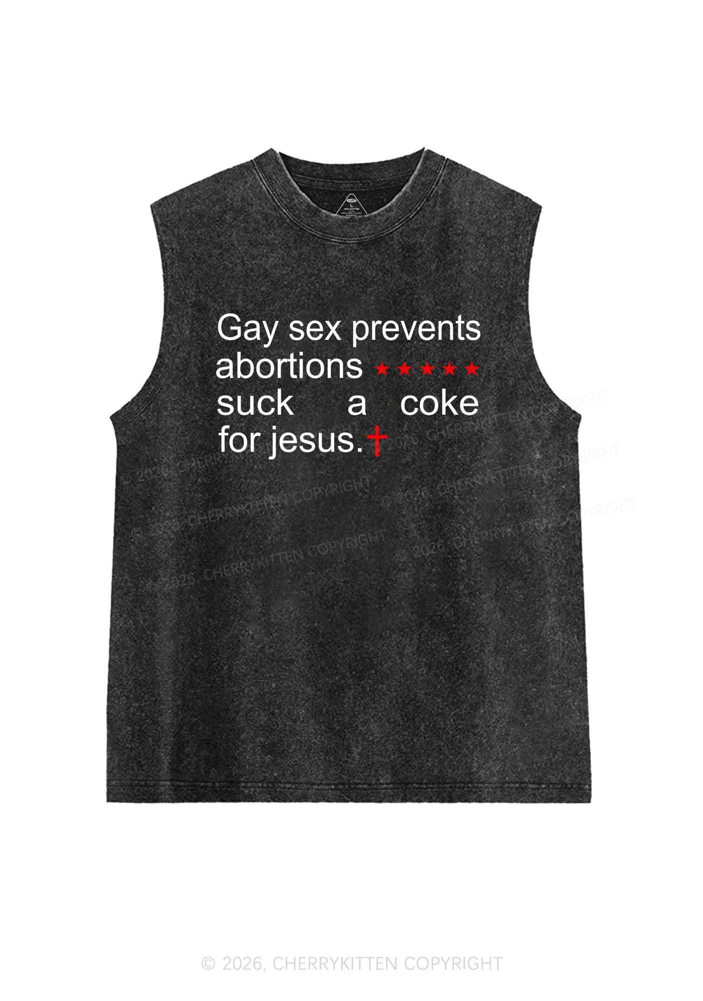 Suck A Coke For Jesus Pride Y2K Washed Muscle Tank Cherrykitten