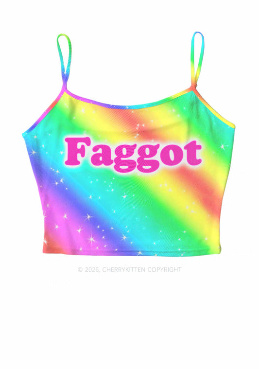 Rainbow Slide Faggot Pride Y2K Mesh Cami Tank Cherrykitten