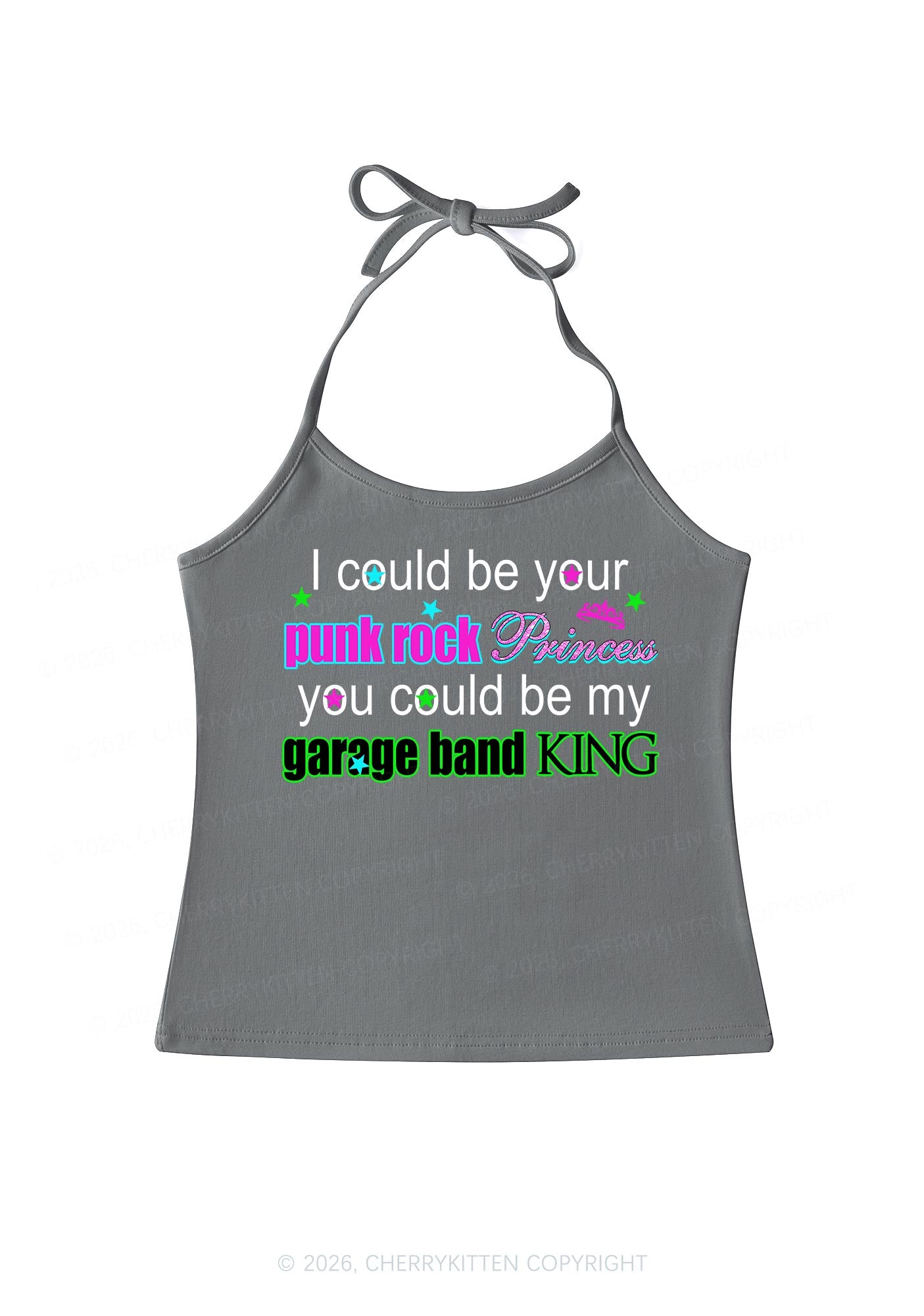 Punk Rock Princess Y2K Halter Neck Cami Cherrykitten
