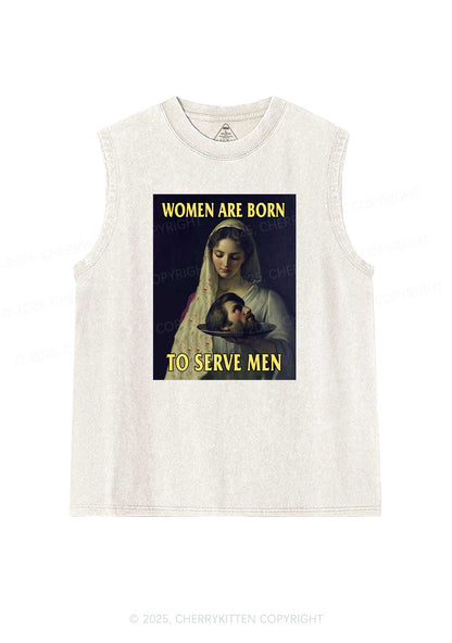 Women Born To Serve Y2K Washed Tank Cherrykitten