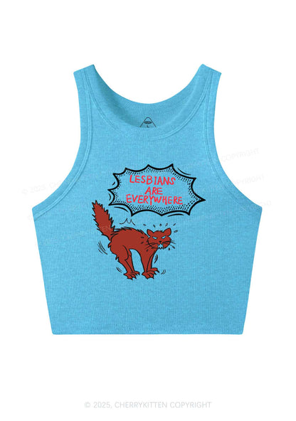 Lesbians Are Everywhere Y2K Crop Tank Top Cherrykitten