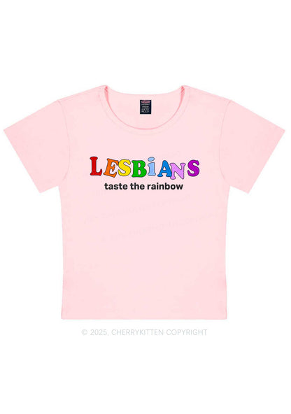 Lesbians Taste The Rainbow Y2K Baby Tee Cherrykitten