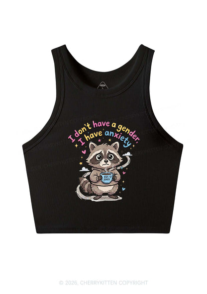 Raccoon I dont Have A Gender Pride Y2K Crop Tank Top Cherrykitten