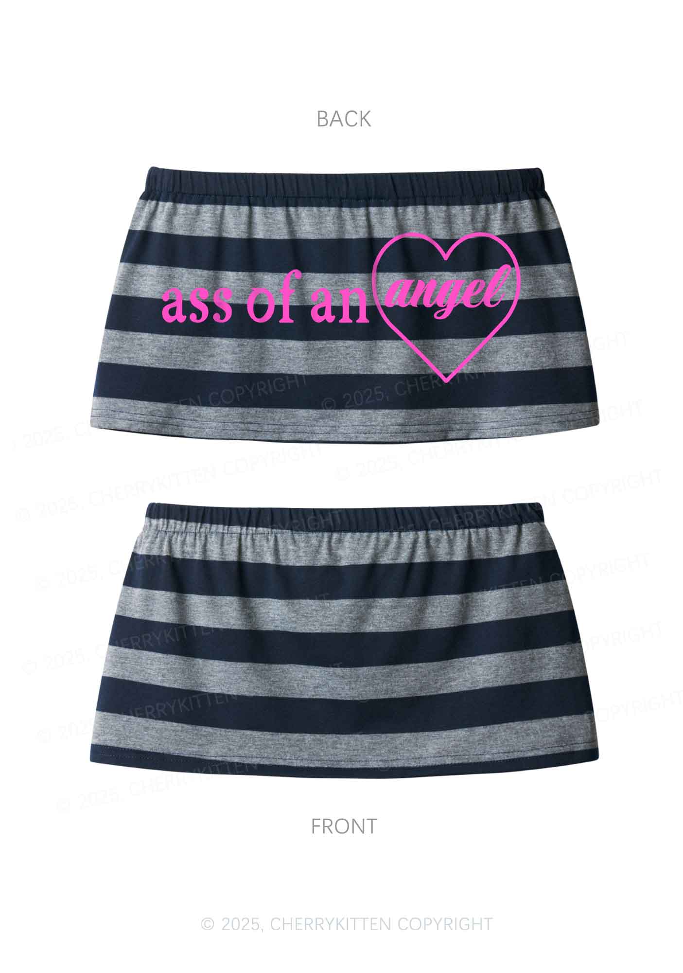 Axx Of An Angel Y2K Navy Grey Striped Mini Skirt Cherrykitten