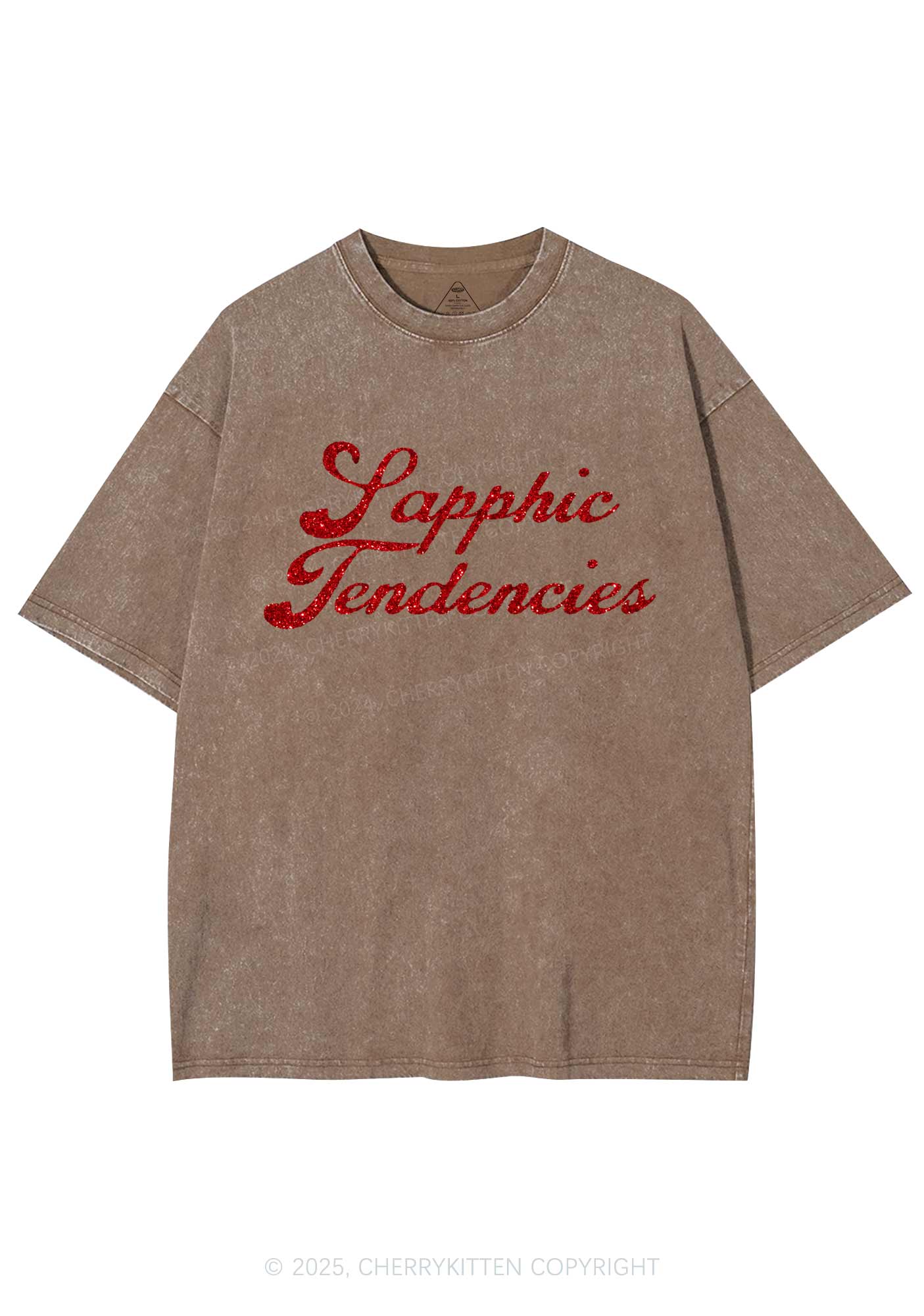 Glitter Sapphic Tendencies Pride Y2K Shirts Washed Tee Cherrykitten