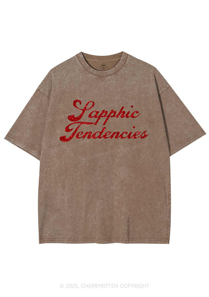 Glitter Sapphic Tendencies Pride Y2K Shirts Washed Tee Cherrykitten