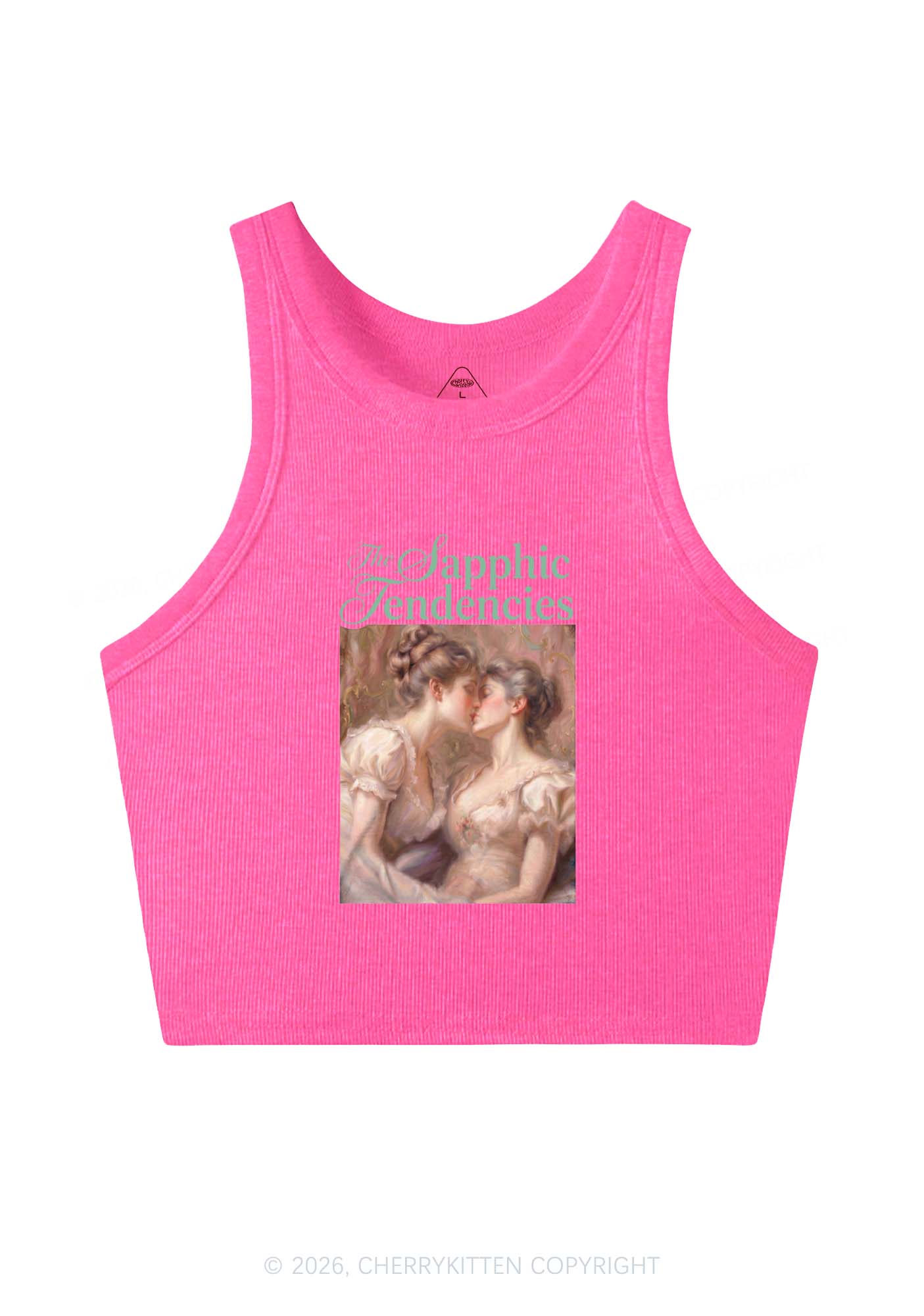 The Sapphic Tendencies Kiss Pride Y2K Crop Tank Top Cherrykitten