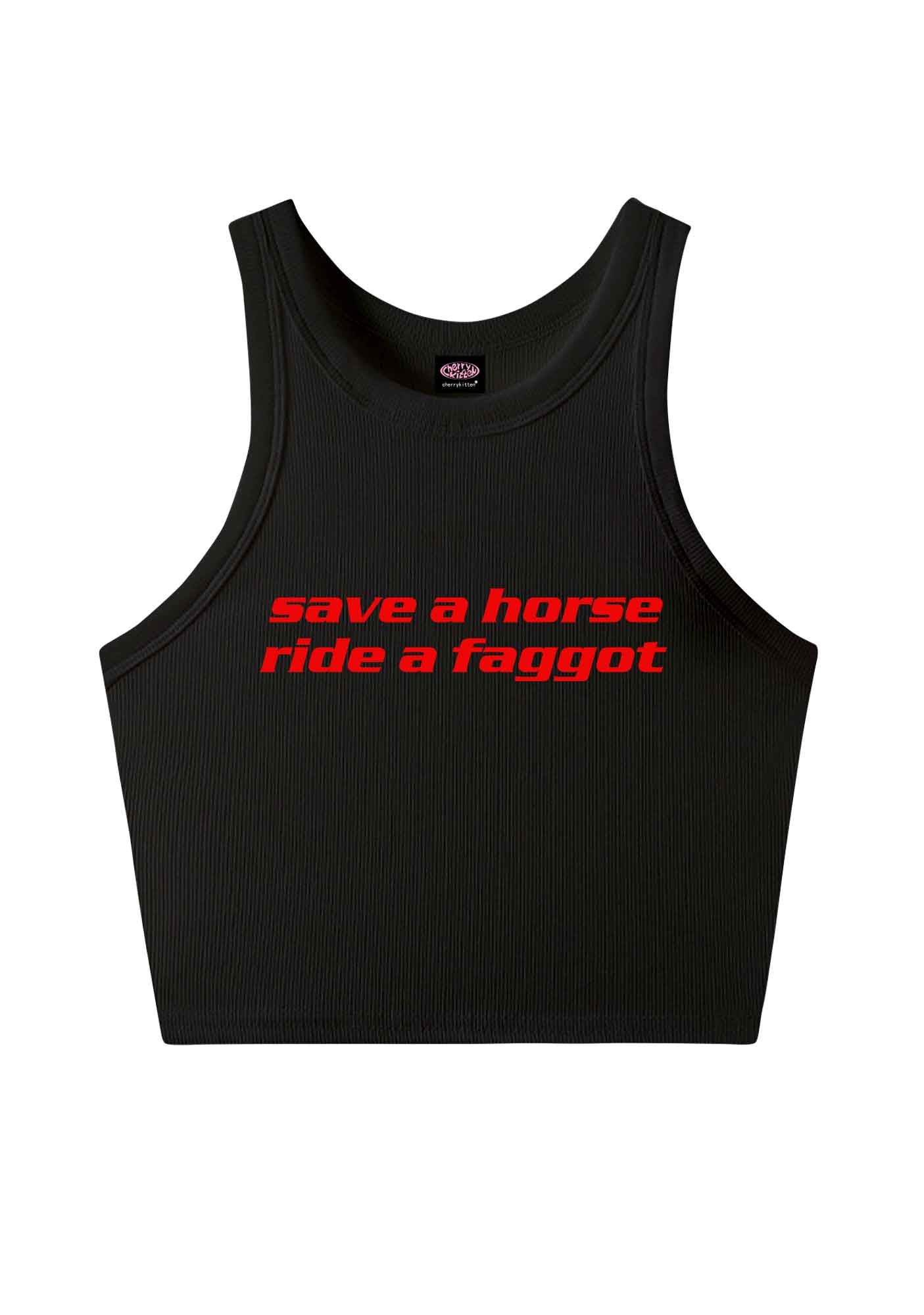 Save Horse Ride Faggot Pride Y2K Crop Tank Top Cherrykitten