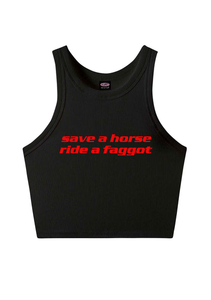 Save Horse Ride Faggot Pride Y2K Crop Tank Top Cherrykitten