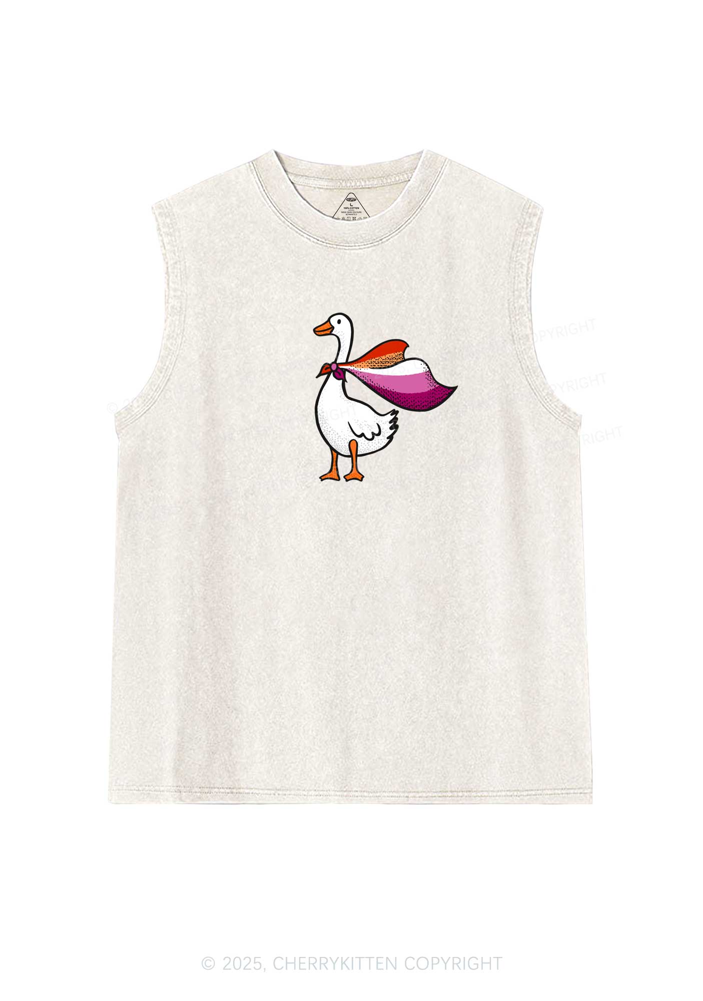 Lesbian Goose Pride Y2K Washed Muscle Tank Cherrykitten