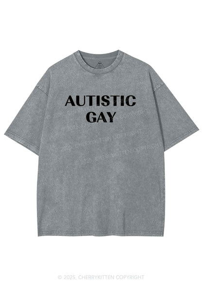 Autistic Gay Pride Y2K Shirts Washed Tee Cherrykitten