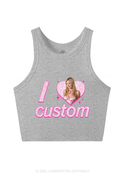 Custom I Love Photo Y2K Crop Tank Top Cherrykitten