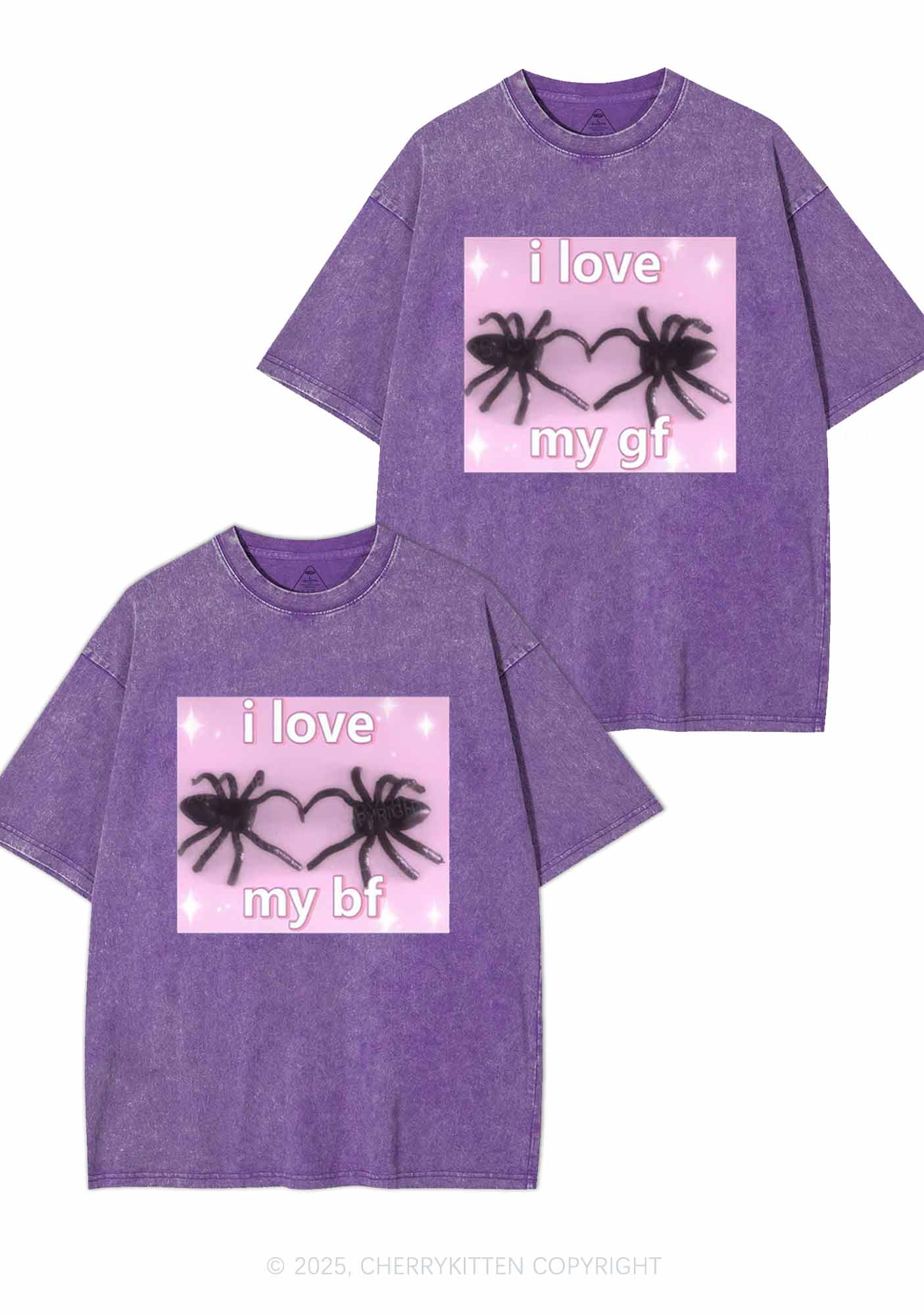 Love My Spider BF GF Y2K Valentine's Day Washed Tee Cherrykitten