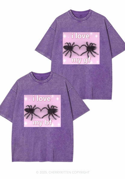 Love My Spider BF GF Y2K Valentine's Day Washed Tee Cherrykitten
