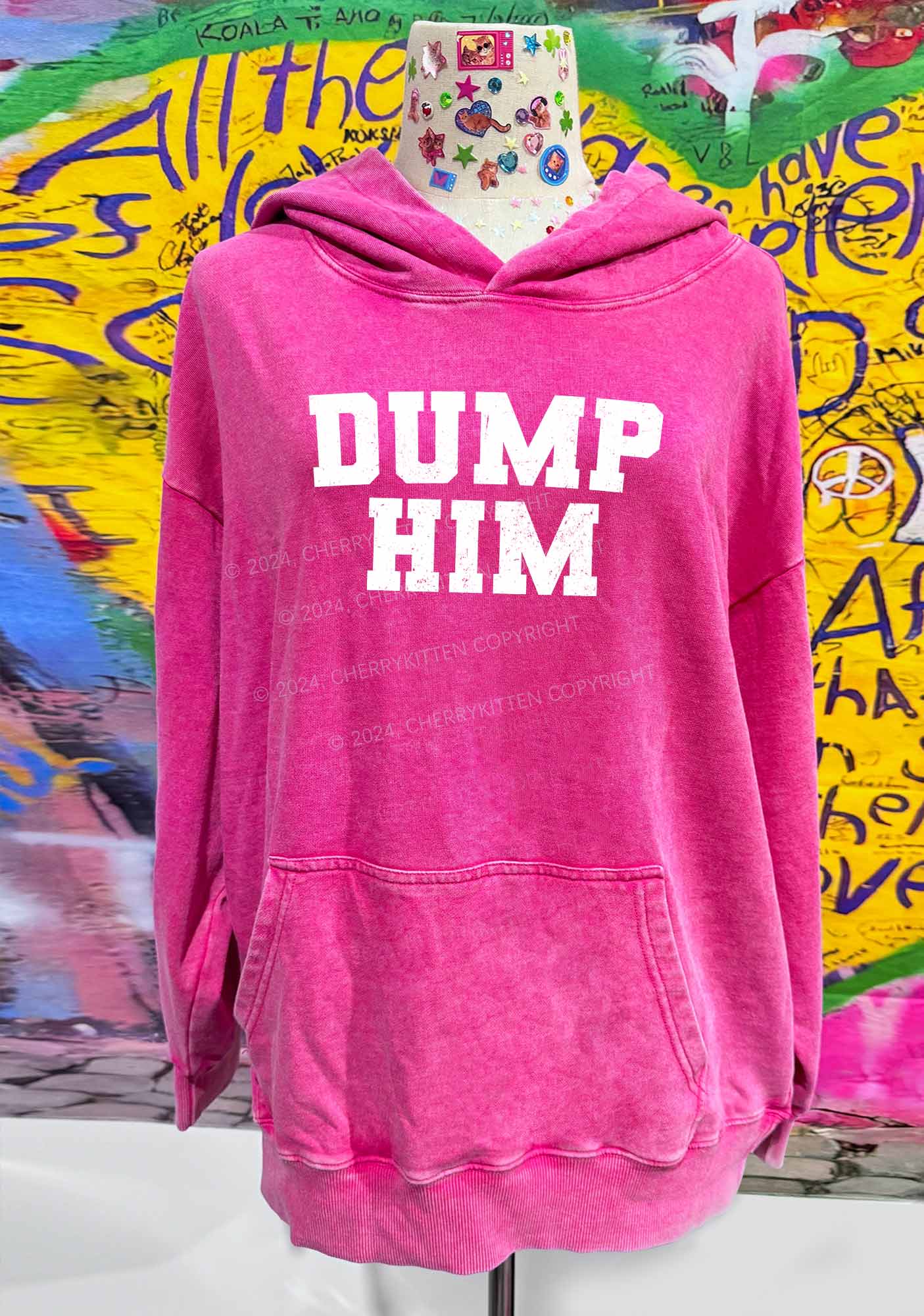 Dump Him Y2K Washed Hoodie Cherrykitten