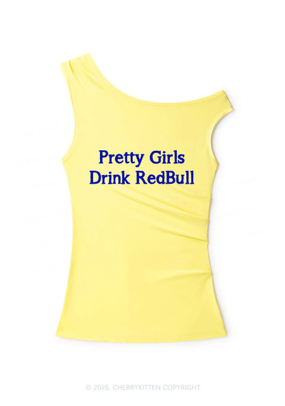 Pretty Girls Drink Red Y2K Off Shoulder Tank Top Cherrykitten