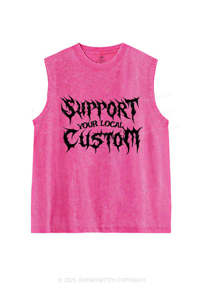 Custom Support Your Local Y2K Washed Muscle Tank Cherrykitten
