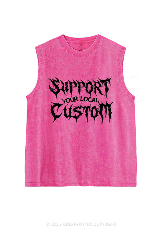 Custom Support Your Local Y2K Washed Muscle Tank Cherrykitten
